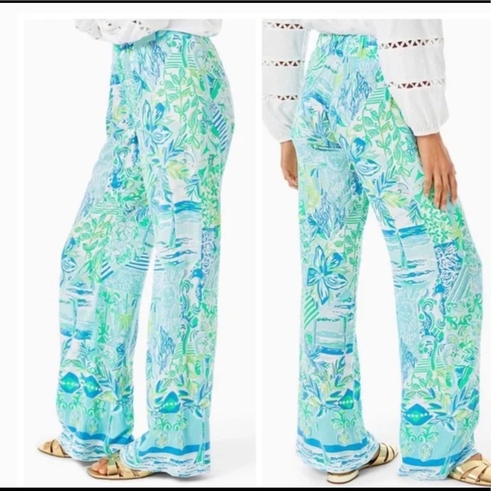 NWT Lilly Pulitzer Bal harbor mid rise palazzo pants in whisper blue